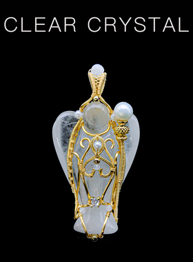 白水晶天使权杖项链吊坠00652定制8011