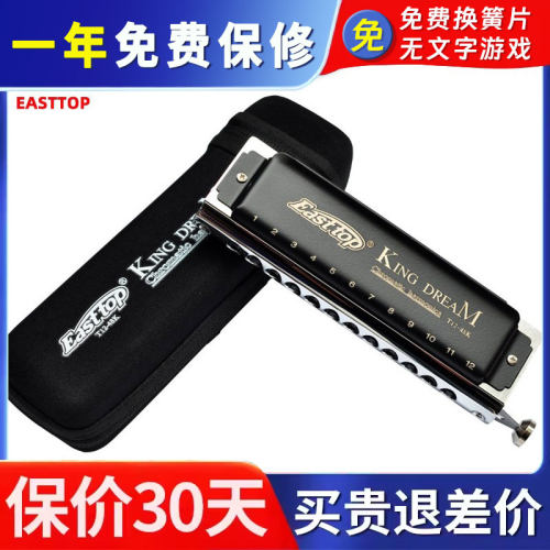 EASTTOP东方鼎12孔半音阶口琴T1248K金色梦想者挑战者16孔口琴 - 封面