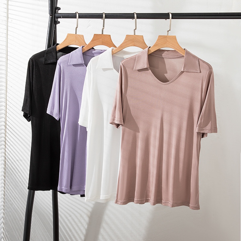 短袖简单薄简单桑蚕丝女