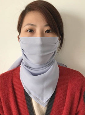 真丝防晒面罩护颈女大面纱薄款