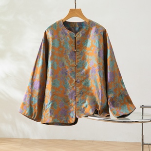 桑蚕丝双色双穿真丝蜀锦新中式太太服对襟外套上衣