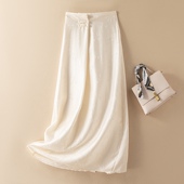 型爆好 国风A字大摆中长裙 垂顺凉快桑蚕丝提花绞萝半身裙女新中式