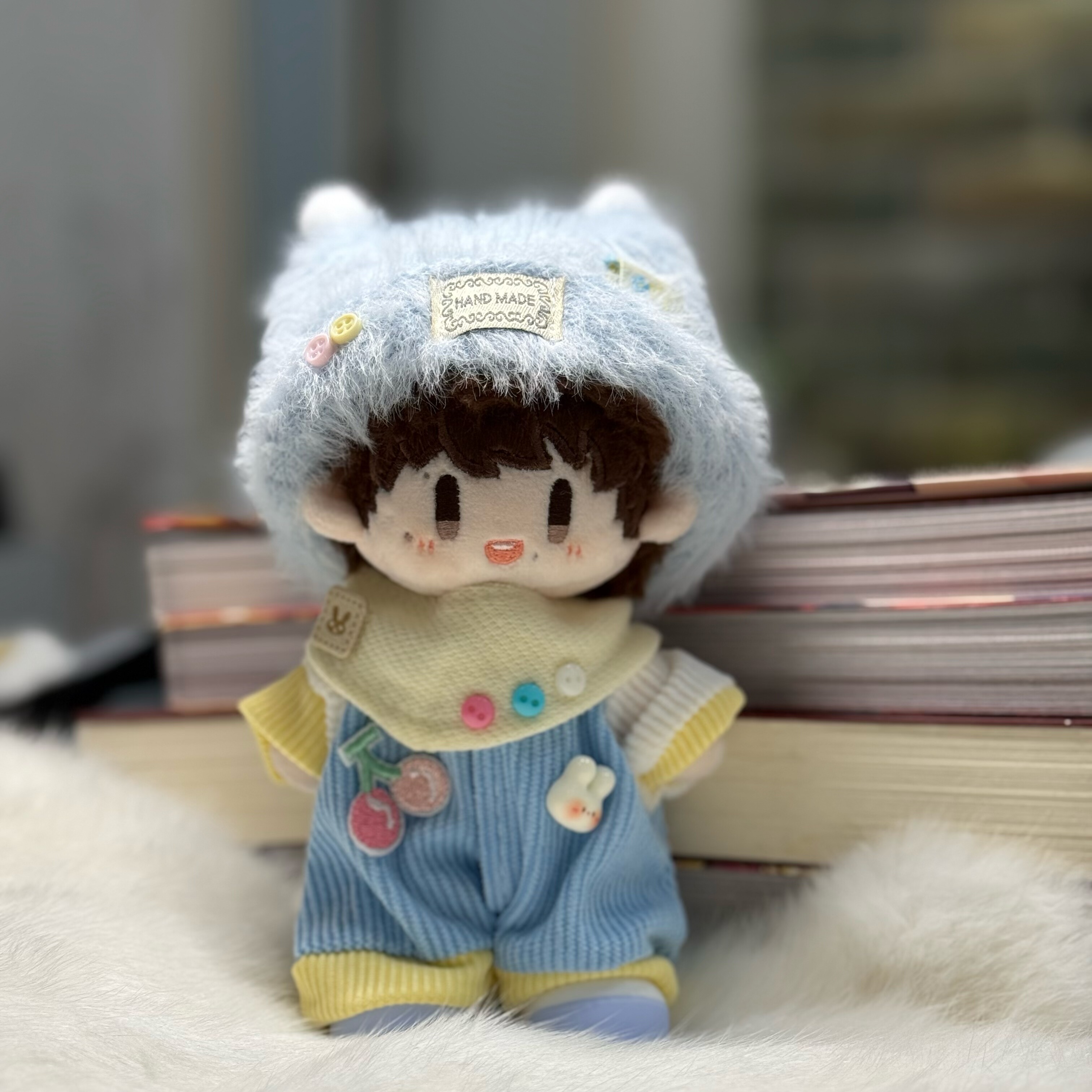 周深是个宝宝周可可棉花娃娃16cm蓝色睡衣爬爬服包屁衣娃衣服套装