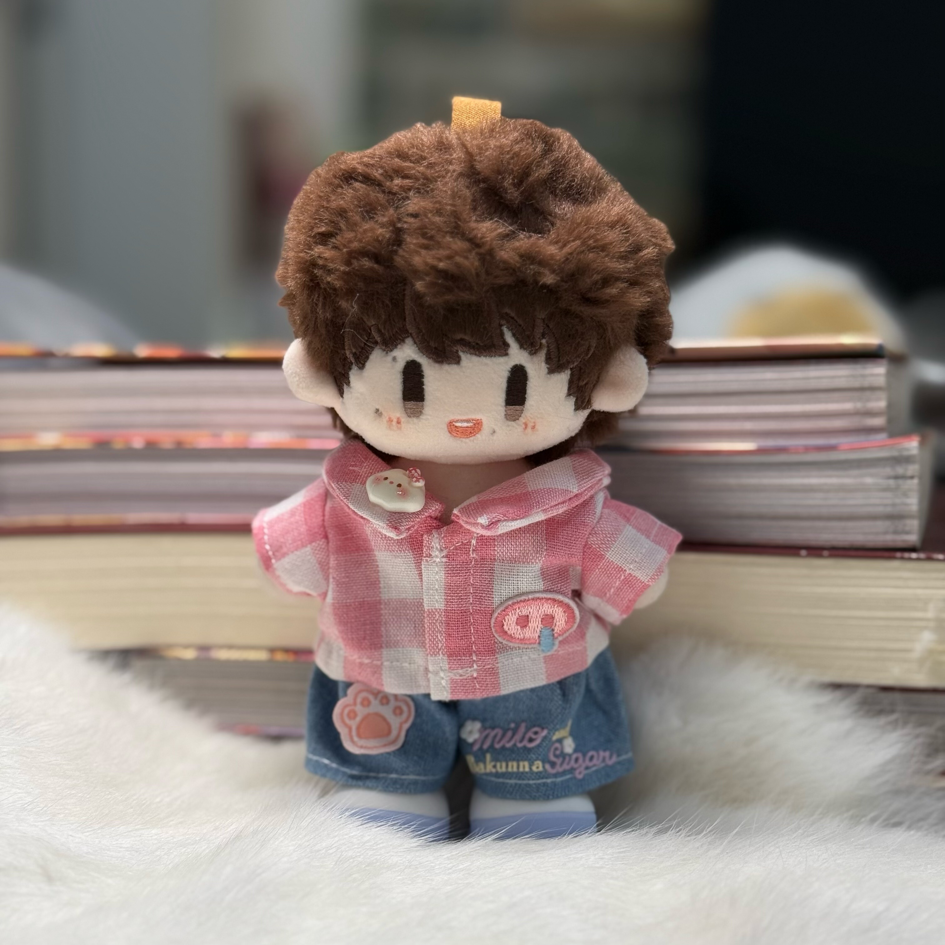 蓝色多瑙河之周深周可可棉花娃娃16cm粉色衬衫牛仔裤娃衣服套装