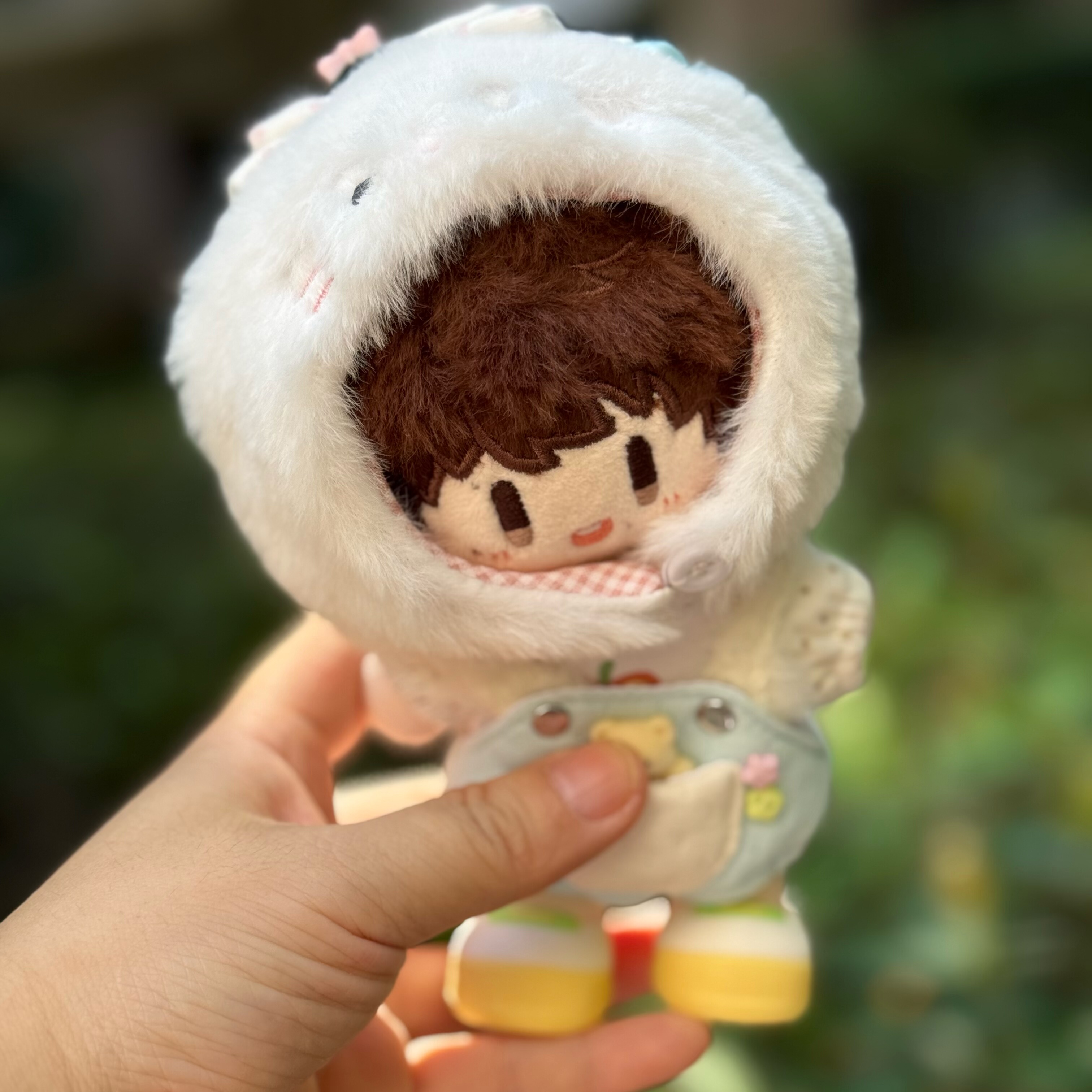 周深属性棉花娃娃10cm16cm天使小猫小熊蓝色背带裤套装