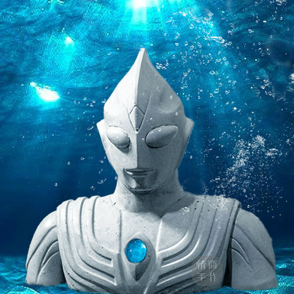 迪迦石像3.0 半身鱼缸造景创意摆件水族造景佛像草缸沉底微观水泥