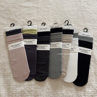 南业秋冬新款 特价 满4 包邮 chao柔棉月子袜女中筒堆堆袜 纯色基础款
