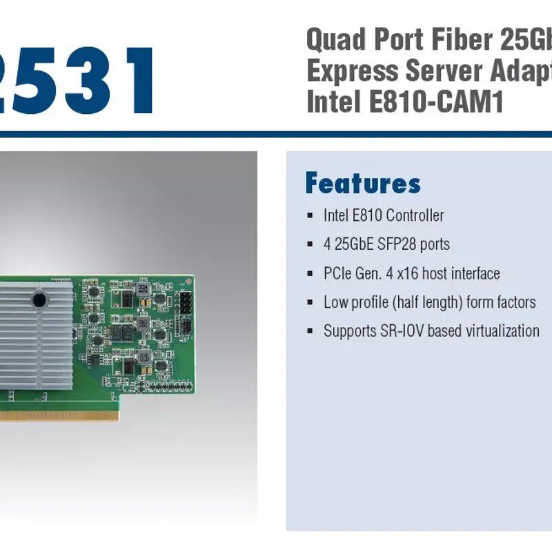 询价购-全新研华高端服务器100G 4个光口网卡，型号：PCIE