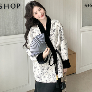 早秋高级感新中式风外套女2025新款设计感水墨提花气质上衣图片