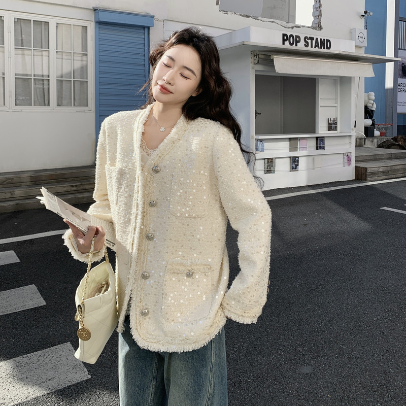 【新款】白色亮片气质款小香风外套B208-268005-P165K289,女装短外套,浙宝208
