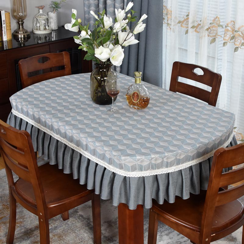 高档餐座台布餐桌布家用格子桌套罩西餐角几饭桌套罩椭圆形餐桌套