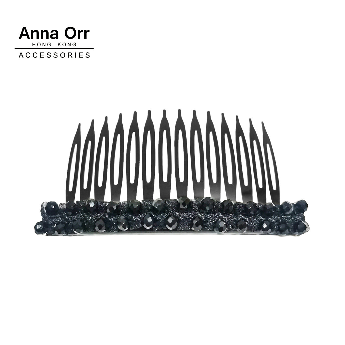 AO品牌黑水晶真丝刘海发梳女新款
