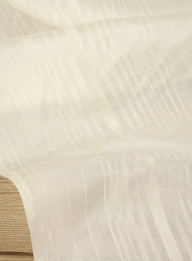 白色100%桑蚕丝提花竖条纹真丝布料 中微透有光泽 衬衣连衣裙面料