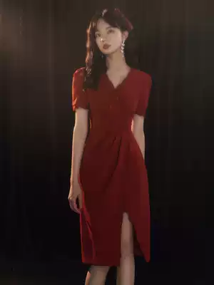 Toast Bride 2021 new wine red atmosphere wedding usually can wear engagement light luxury evening dress dress women