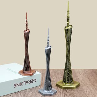 广州塔特色小蛮腰地标建筑合金模型桌面装饰小摆件旅游纪念品礼物