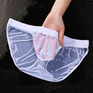 薄款 性感轻薄三角内裤 冰丝透明内裤 男士 头 新款 加大号弹力短裤 男式