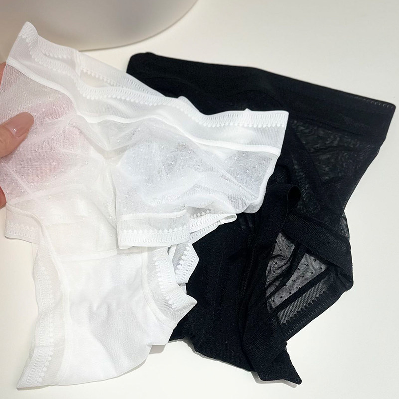 小兰裙L022网纱超薄可爱波点中腰超柔纯欲透明蕾丝日系少女内裤夏
