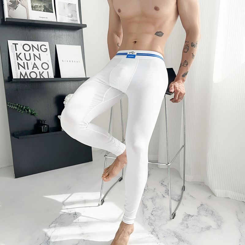 男士秋裤莫代尔棉秋冬薄款打底裤舒适免穿内裤纯色潮流保暖裤包邮