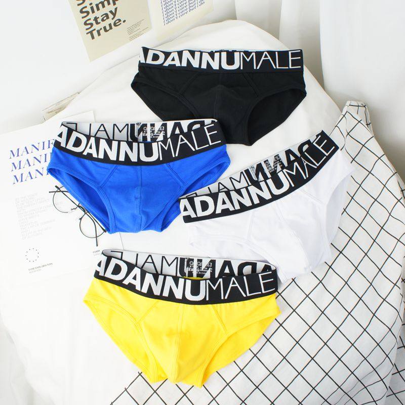 2条装男士三角内裤纯棉宽腰带低腰简约白色青年潮流舒适底裤包邮