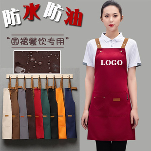 帆布防水围裙高端定制烘焙西点蛋糕面包师厨师服务员烧烤花店男女
