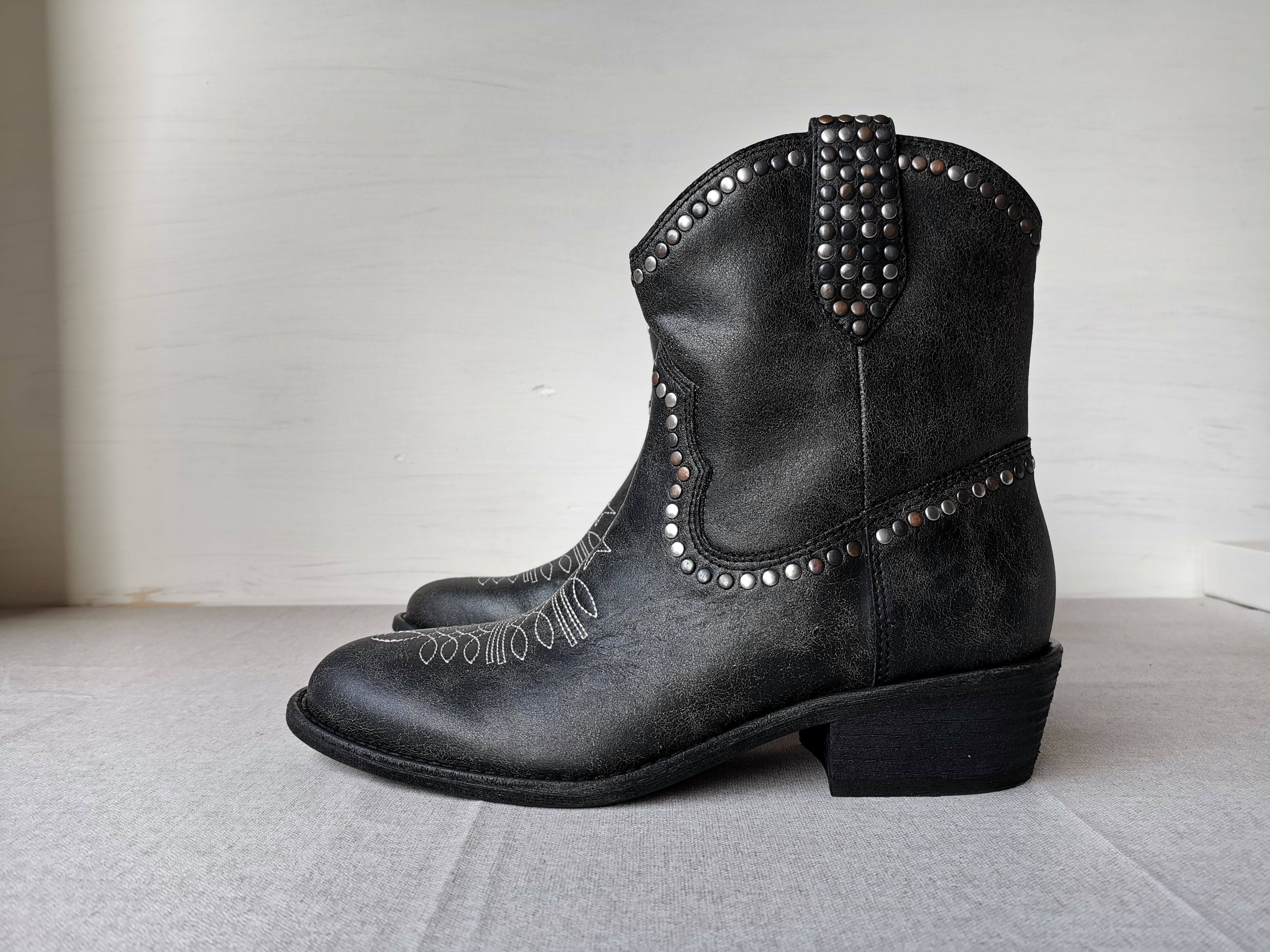 真品欧美风春秋款女士尖头牛仔靴中筒靴真皮时尚潮流短靴