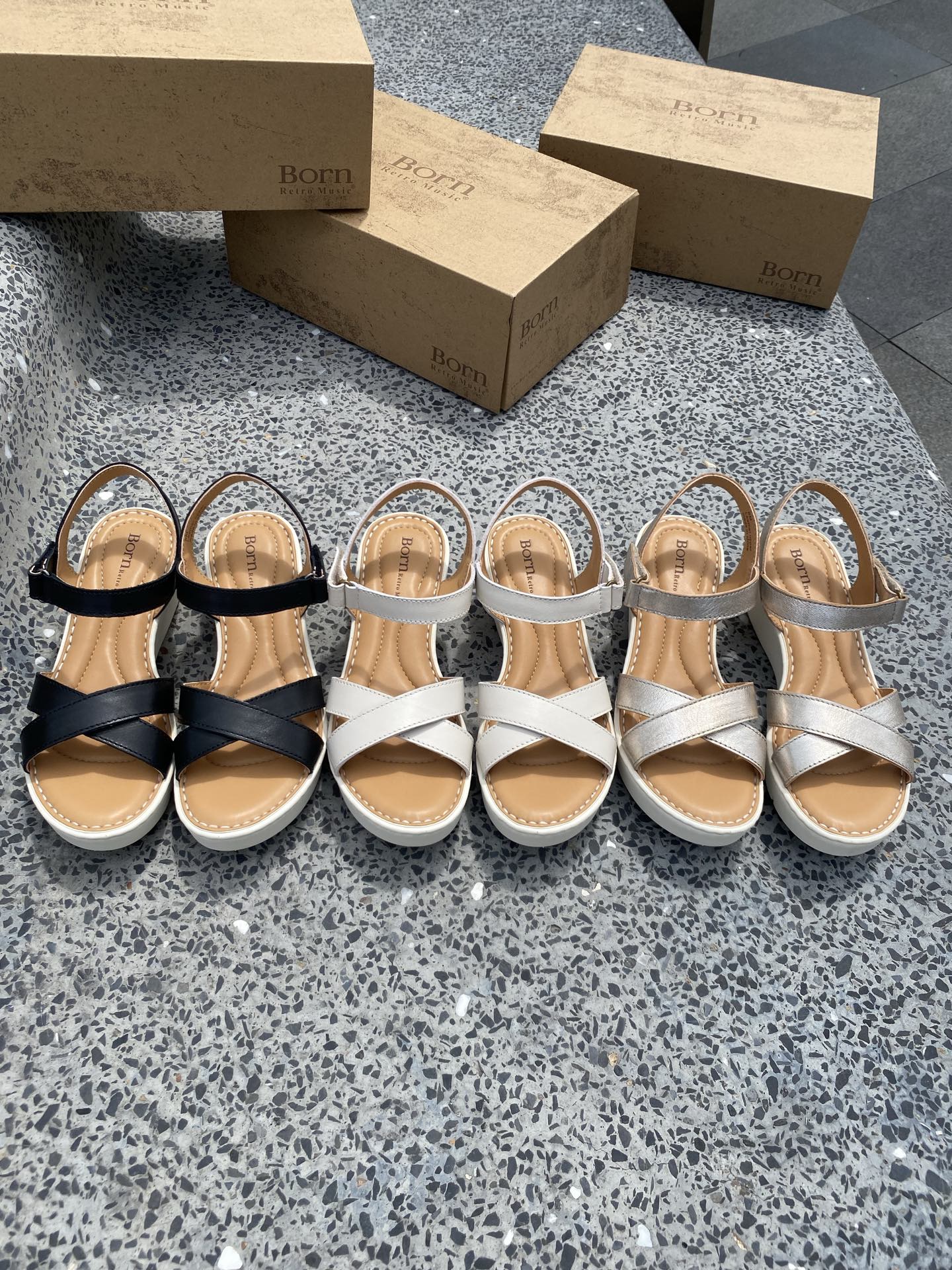 出口复古手工缝线不开胶真皮女式百搭休闲凉鞋女鞋厚底坡跟不累