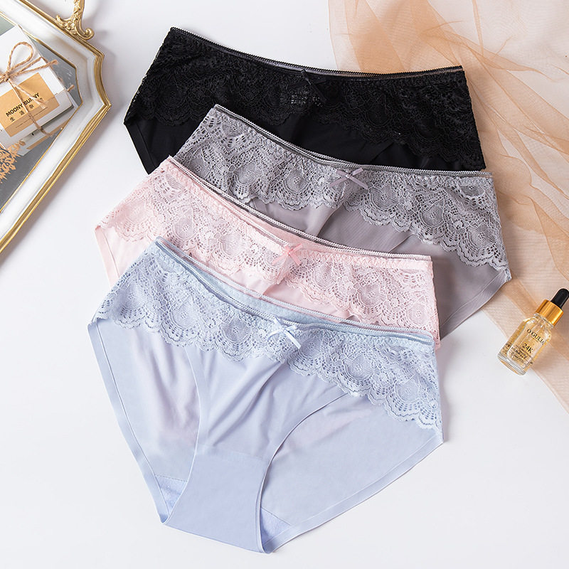 夏季性感冰丝无痕女士内裤蕾丝内裤女三角裤内裤