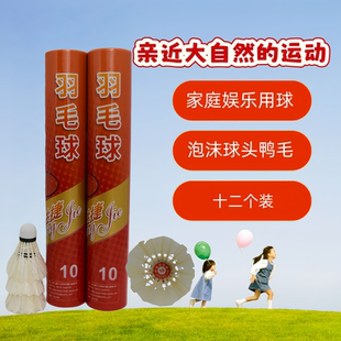 胜捷10羽毛球天然羽毛鸭毛家用娱乐儿童学生训练用羽毛球泡沫球头