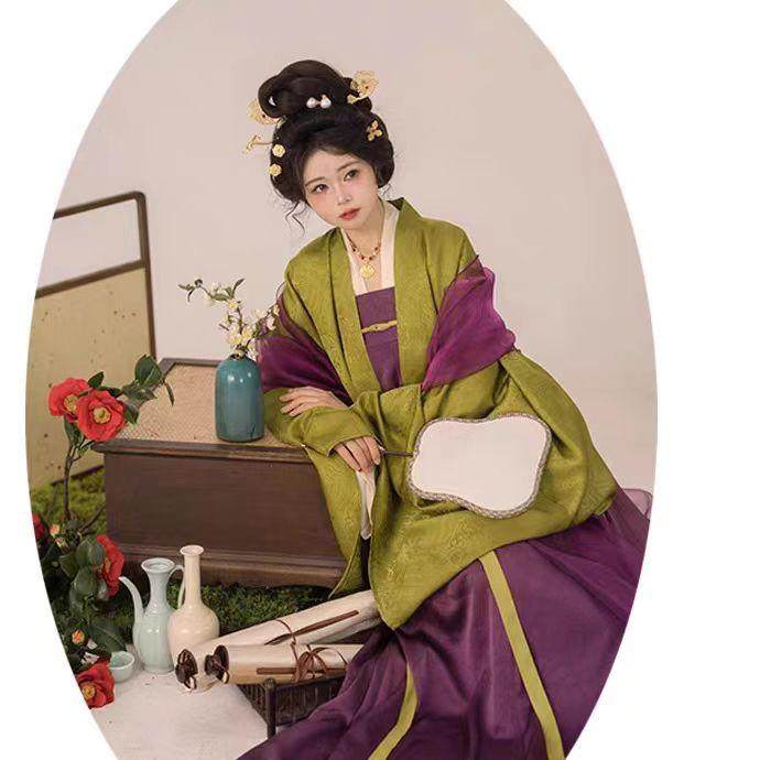 山海记【露华浓】唐风系列烫金上衣齐胸破裙法门寺披衫春季汉服
