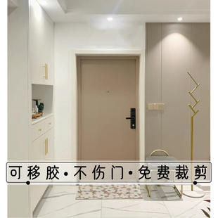 奶油风毛毡门贴自粘防盗门翻新入户门旧木门改造隔音墙贴创意装 饰