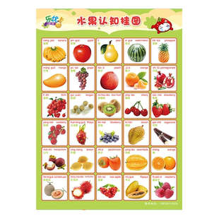 宝宝启蒙水果认知挂图无声幼儿童看图识字全套婴儿早教墙贴画海报