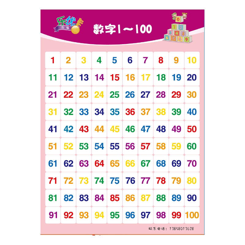 1-100幼儿园一年级墙贴画