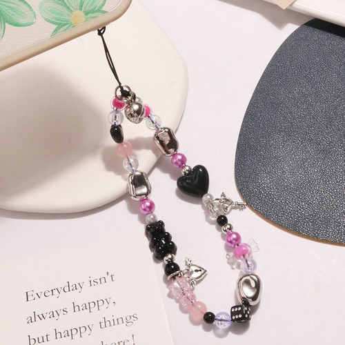 枚红色爱心型吊坠钥匙串珠手机链