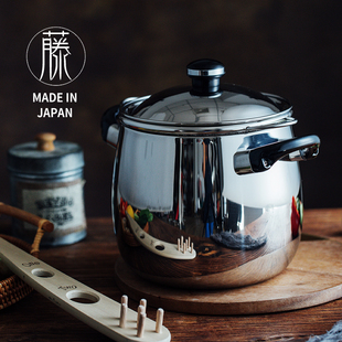 日本制进口宫崎制作所18-8不锈钢汤锅煮锅捞面锅 带滤网一秒沥水