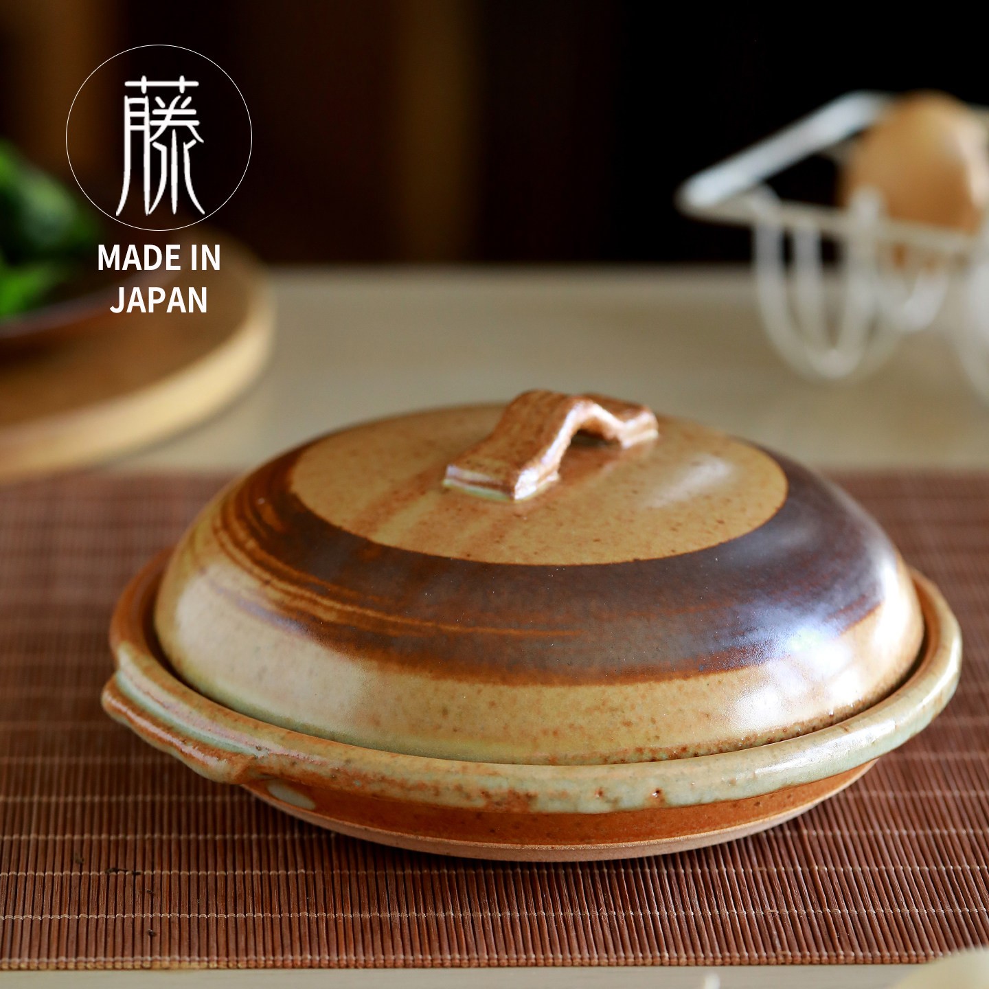 日本进口有田烧深型陶板直火盘日式家用砂锅陶土锅可煎炒炖煮