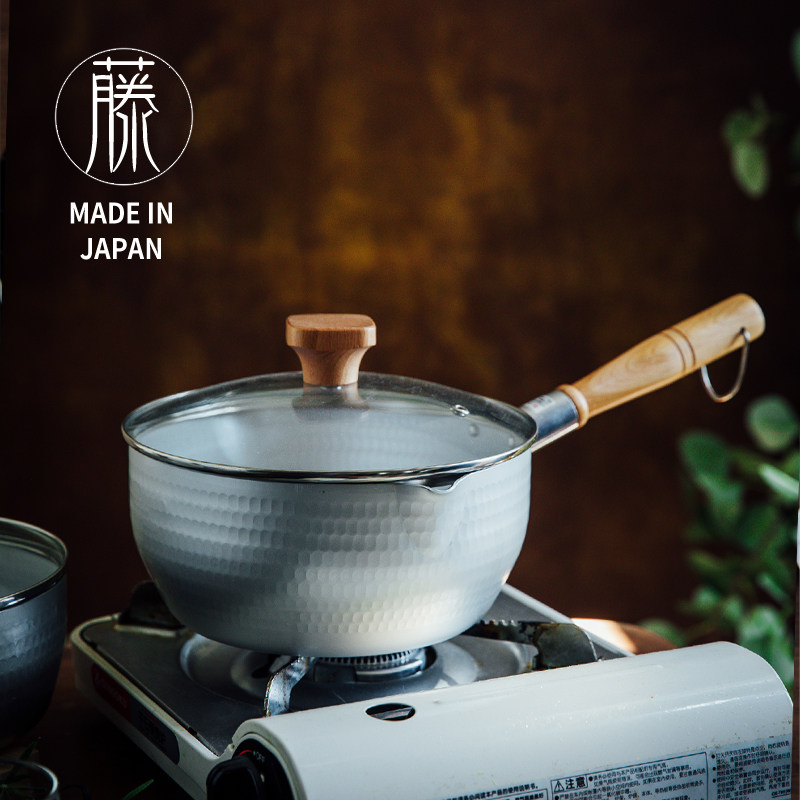 日本制日式北陆铝雪平锅家用煮面汤锅无涂层辅食锅奶锅 明火电磁
