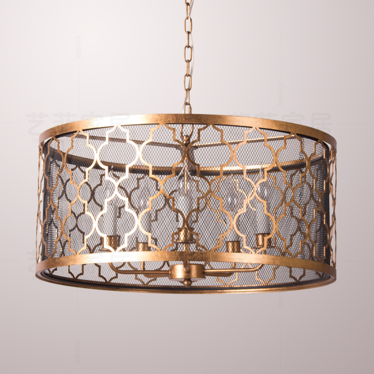 美式乡村铁艺吊灯客厅简约复古几何镂空艺术田园仿古别墅吊灯