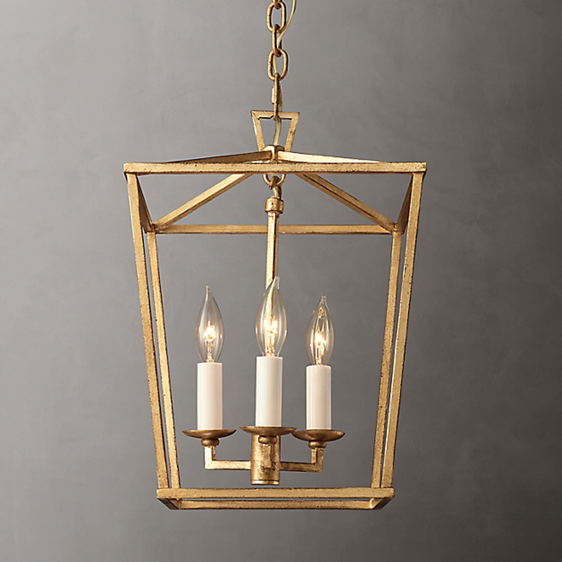 出口外贸美式经典笼子做旧金箔铁艺吊灯复古餐厅卧室吊灯