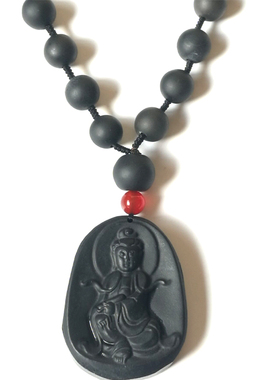 天然观音精编大气砭石项链