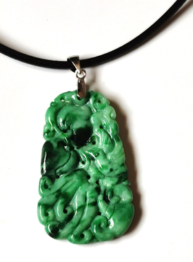 白菜价 老冰糯种满绿阳绿如意福禄寿翡翠A货*送证书*