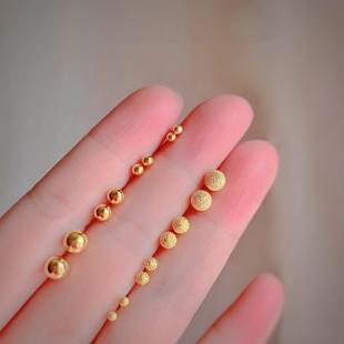 陈十七s999纯银耳钉女金豆豆圆珠光面磨砂耳骨简约百搭耳钉养耳洞