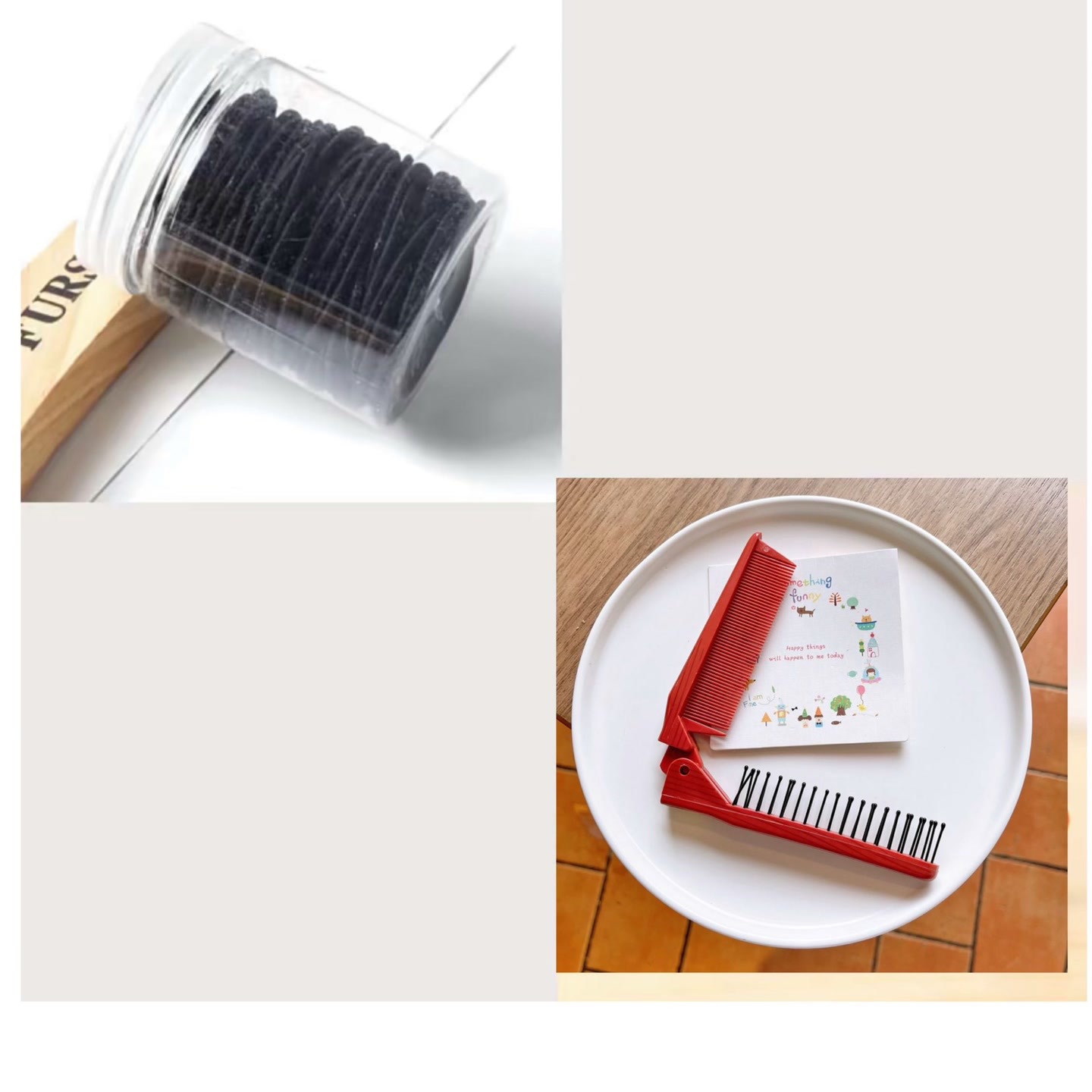 1把可折叠发梳发饰送100根罐装