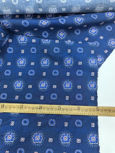 955全棉藏青蓝民族几何小花印花高密高支厚府绸  幅宽1.48米