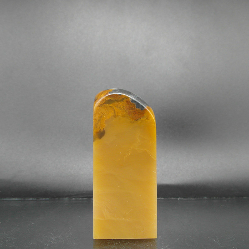 天然印石产地巴林石章料福黄俏色冻石印章篆刻石料21*21*51mm