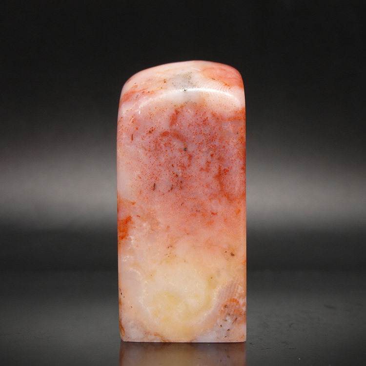 天然印石章料产地巴林石红花粉彩冻石印章篆刻石料23*23*55mm