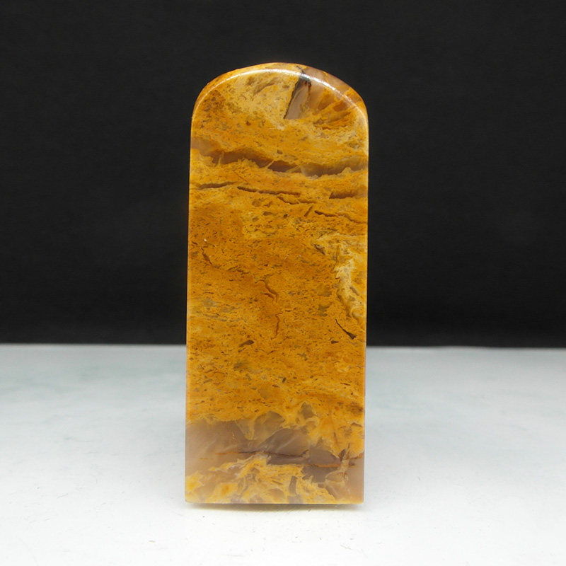 天然印石产地巴林石章料黄花冻石印章篆刻石料23*23*57mm