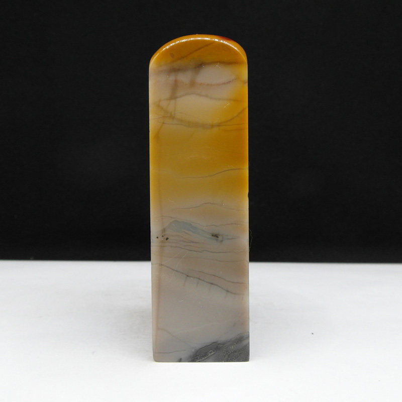 天然印石巴林石牛角冻俏色淡黄冻石印章篆刻石料25*25*85mm