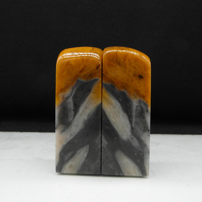天然印石对章料产地巴林石三彩俏色冻石印章篆刻石料24*24*68mm