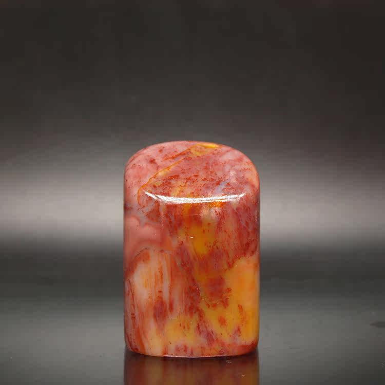 天然印石闲章料产地巴林石红花彩冻石随形印章篆刻石料25*20*39mm