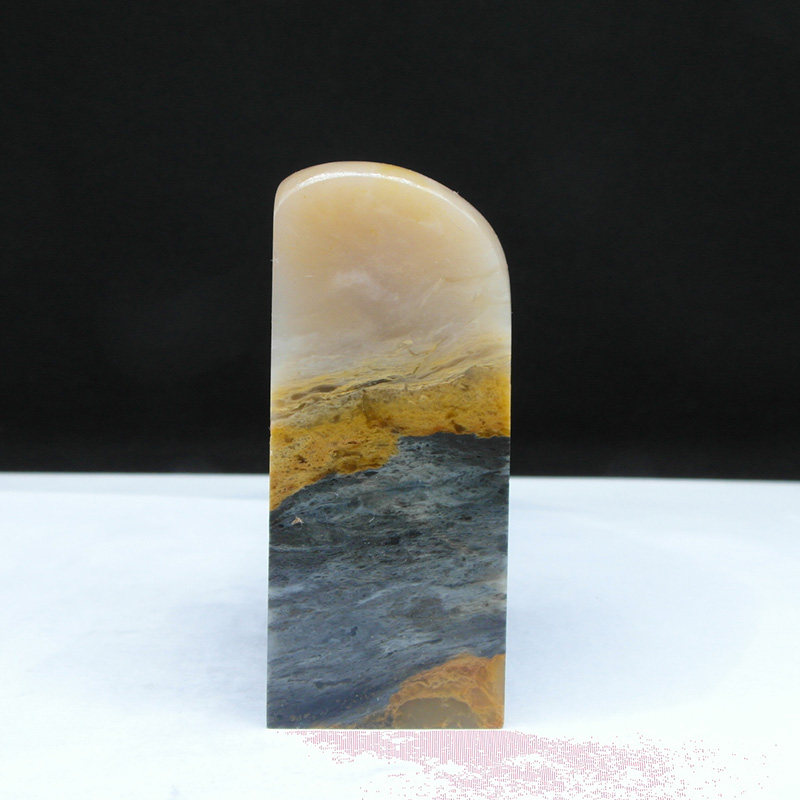 天然印石篆刻石料产地巴林石刘关张三彩俏色冻石印章料25*25*62mm